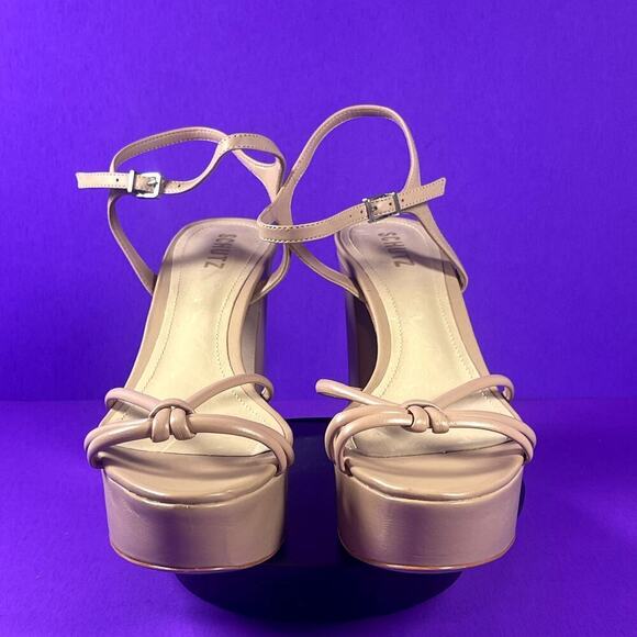 SCHUTZ Kelsie‎ True Beige Leather Platform Sandals Women's Shoe Size 9.5-NEW - Picture 2 of 8